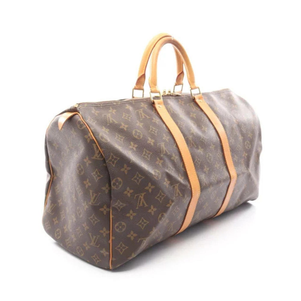Louis Vuitton Brown Canvas Monogram Leather Keepall Boston Bag